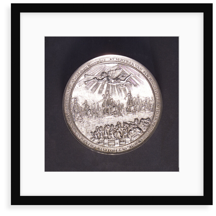 Medal commemorating the embarkation of William of Orange at Helvoetsluys, 1688; reverse by O.M.