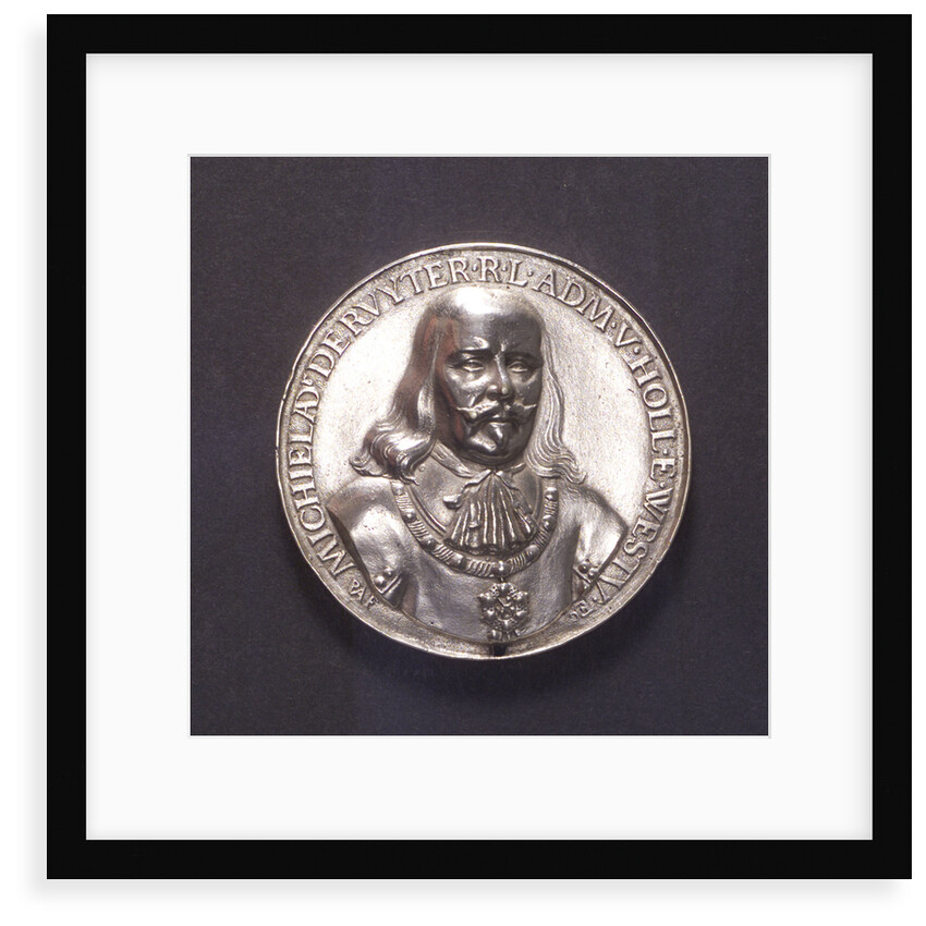 Medal commemorating the ships burnt in the Medway and Admiral de Ruyter, 1667; obverse by P. van Abeele