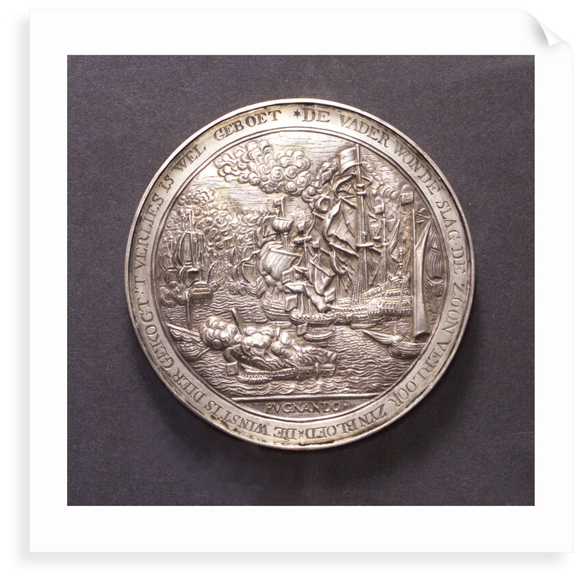 Medal commemorating action off the Helder and Captain Van Gelder, 1673; reverse by C. Adolfszoon