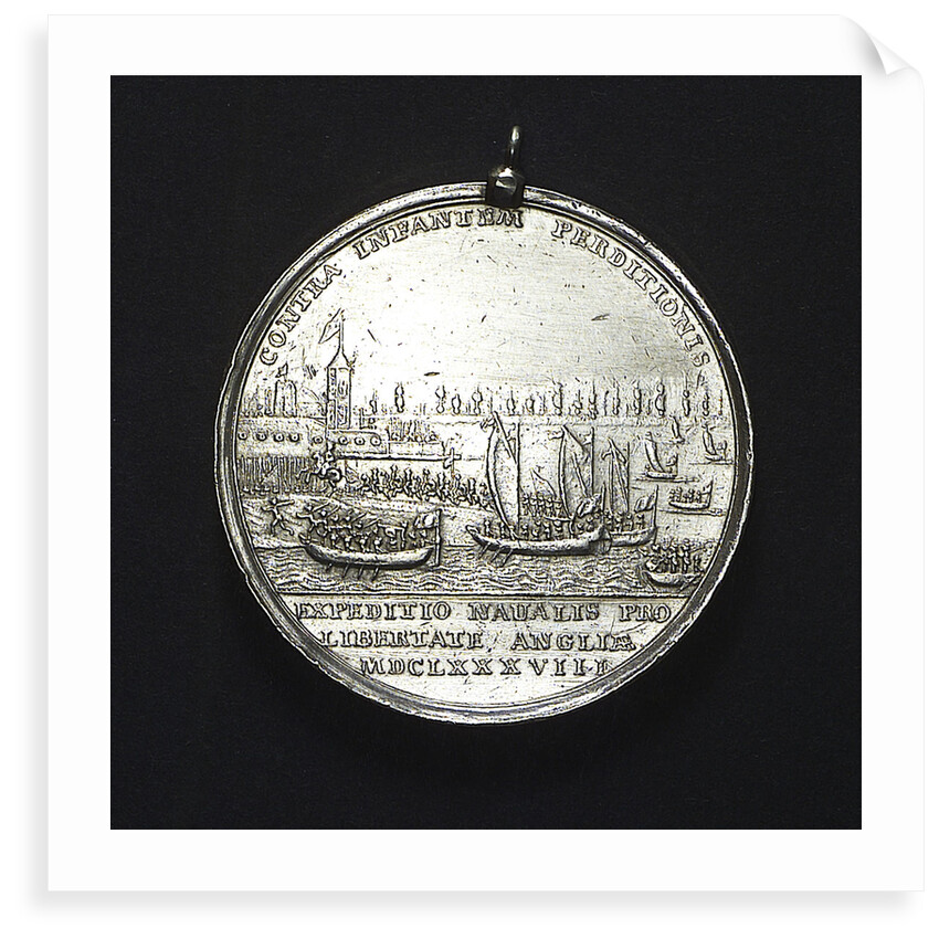 Medal commemorating the landing of William of Orange at Torbay, 1688; reverse by R. Arondeaux