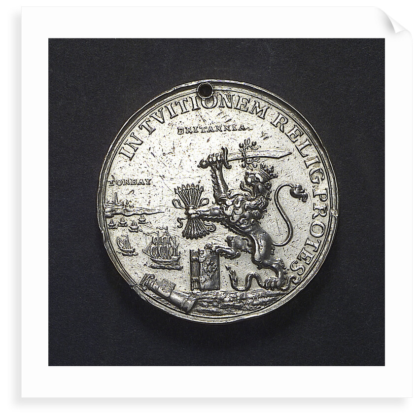 Medal commemorating the landing of William of Orange at Torbay, 1688; reverse by unknown