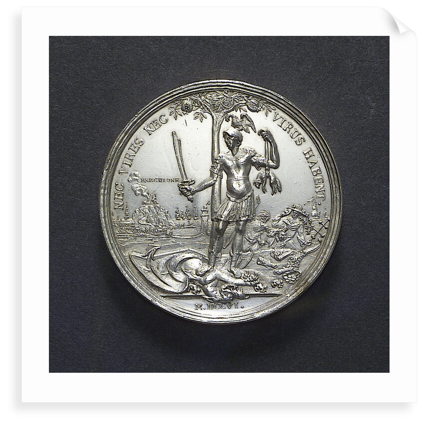 Medal commemorating the relief of Barcelona, 1706; reverse by M. Smeltzing