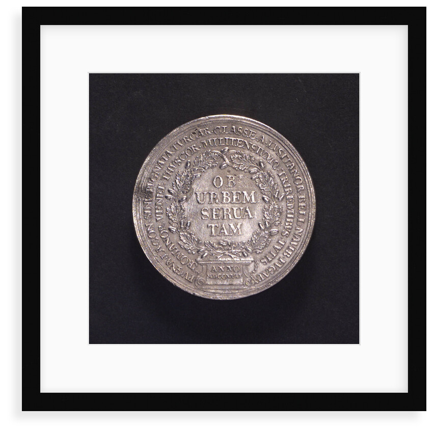Medal commemorating action off Corfu, victory over the Turks, 1716; reverse by A. Mengin