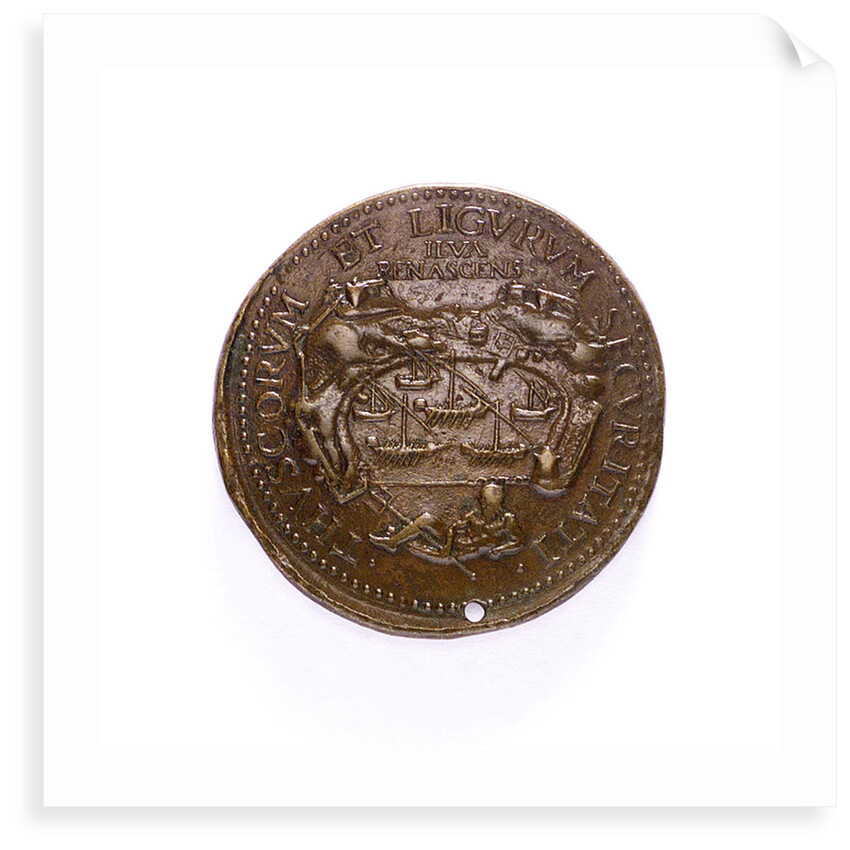 Medal commemorating the reconstructed Port of Elba; reverse by D. Poggini