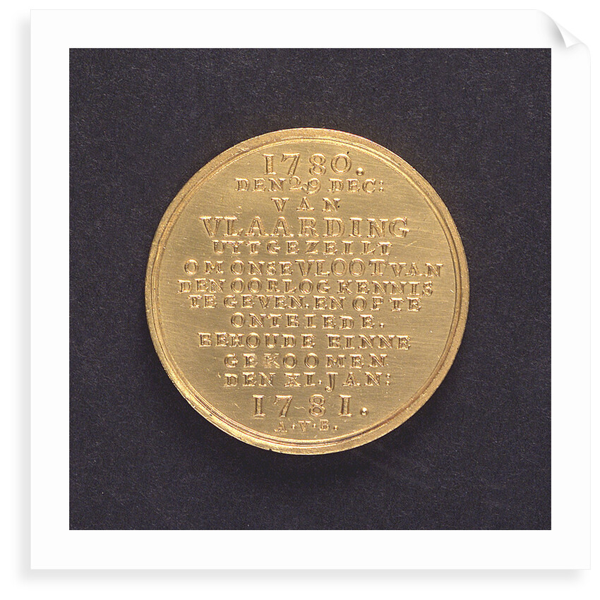 Medal commemorating J van der Windt's warning to the Dutch fishing fleet; reverse by A. van Baerll
