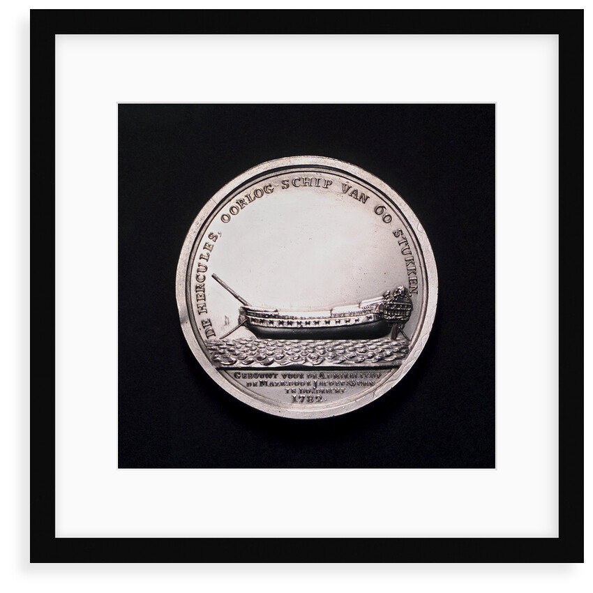 Medal commemorating the launch of the 'Hercules' of 60 guns, 1782; obverse by A. van Baerll