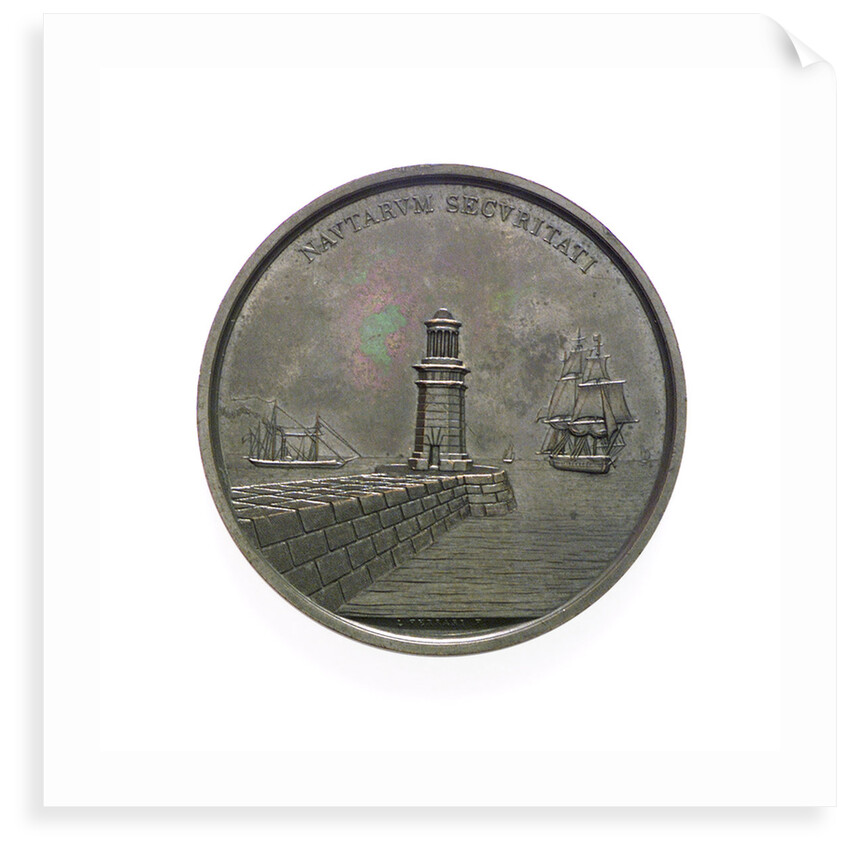 Medal commemorating the construction of the lighthouse, Port of Venice; obverse by L. Ferrari