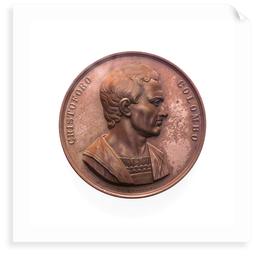 Medal commemorating the 350th anniversary of Christopher Columbus, 1842; obverse by G. Girometti