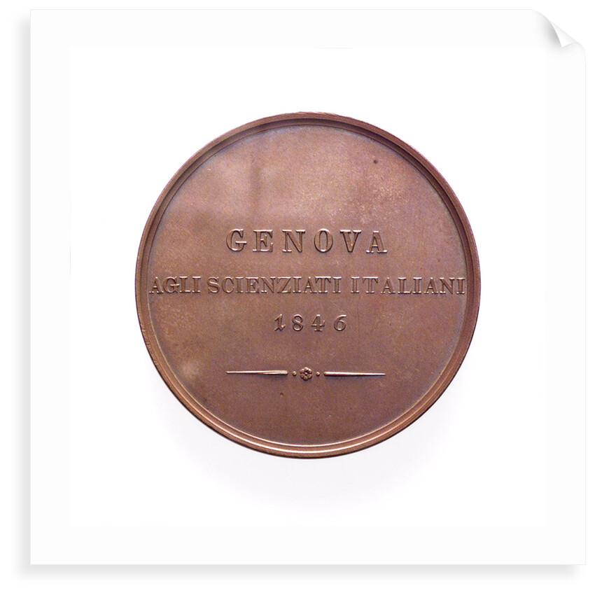 Medal commemorating the 350th anniversary of Christopher Columbus, 1842; reverse by G. Girometti