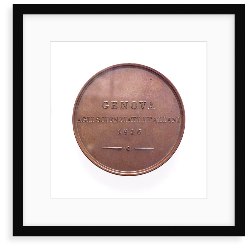Medal commemorating the 350th anniversary of Christopher Columbus, 1842; reverse by G. Girometti