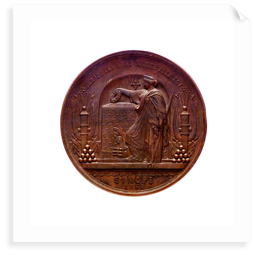 Medal commemorating the destruction of the Turkish fleet at Sinope, 1853; reverse by L.J. Hart