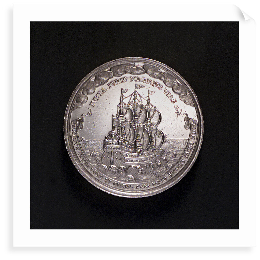 Medal commemorating the proposed departure of Archduke Charles III for Barcelona, 1700; reverse by M. Brunner