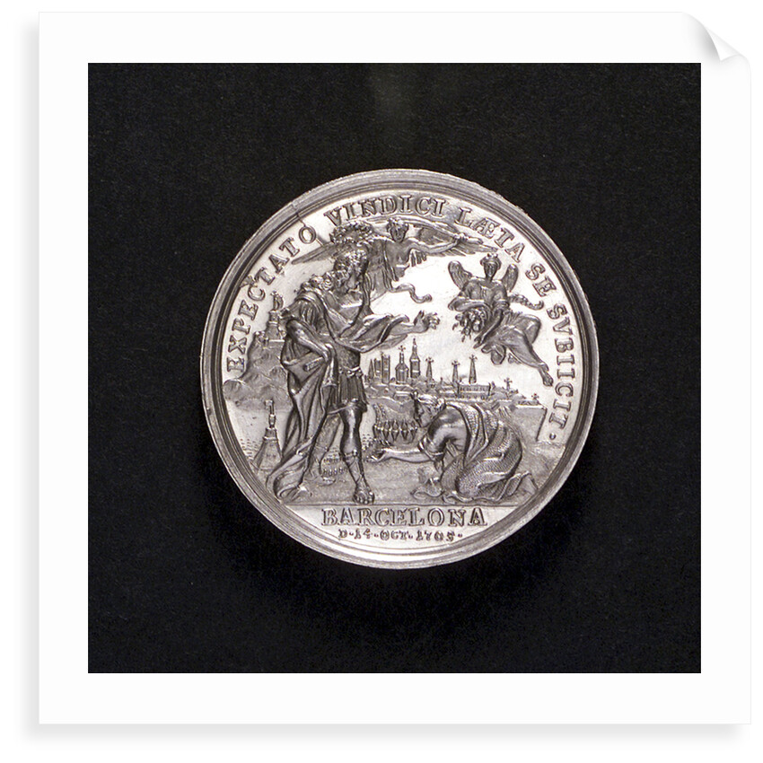 Medal commemorating the capture of Barcelona, 1705; reverse by P.H. Muller