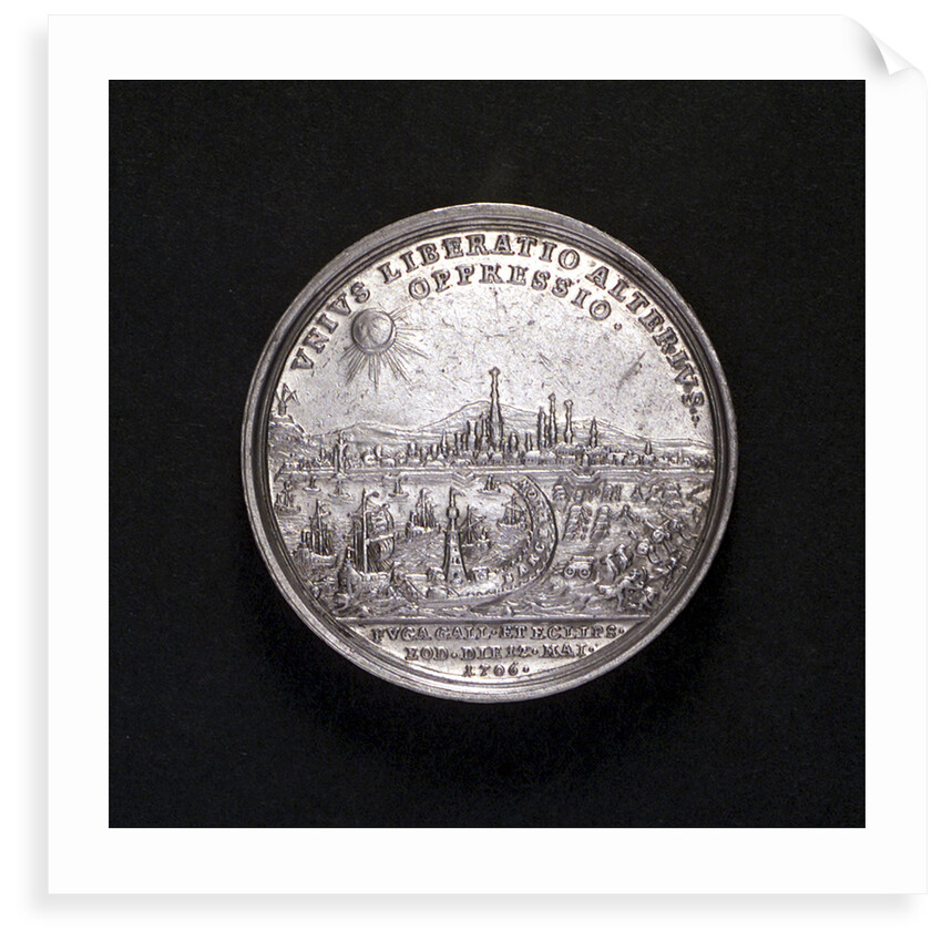 Medal commemorating Barcelona relieved, 1706; reverse by P.H. Muller