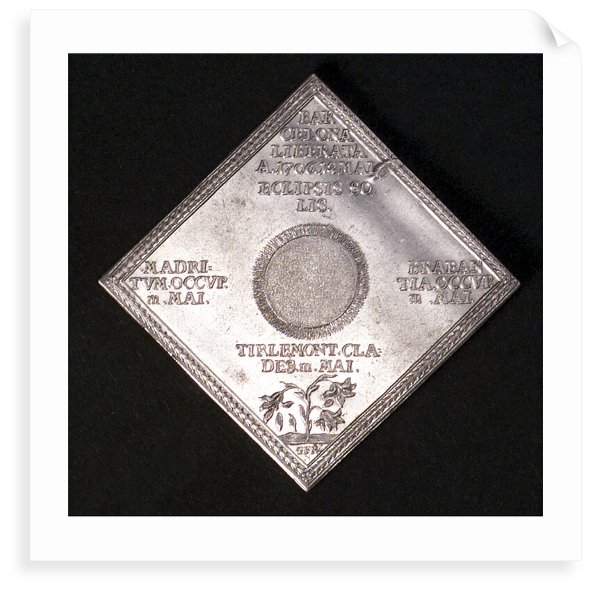 Medal commemorating the successes of the Allies in Spain and Brabant, 1706; reverse by G.F. Nurnberger