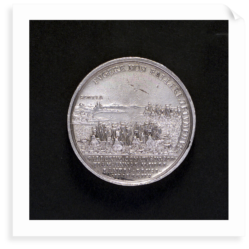 Medal commemorating the attempted invasion of Scotland, 1708; reverse by G. Hautsch