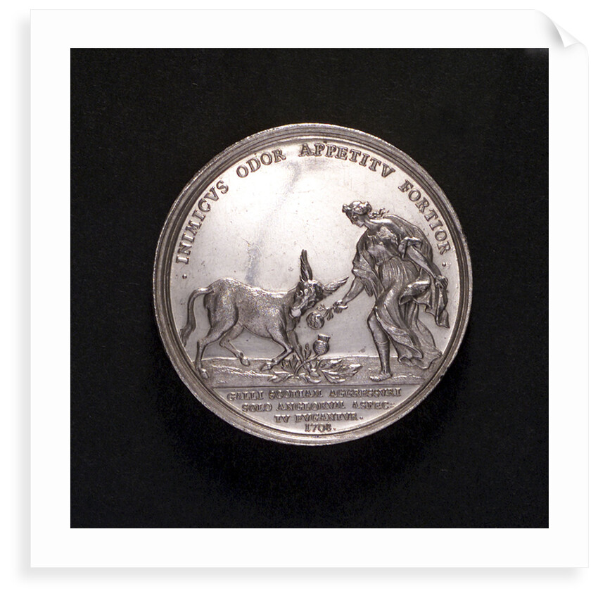 Medal commemorating the attempted invasion of Scotland, 1708; reverse by M. Brunner