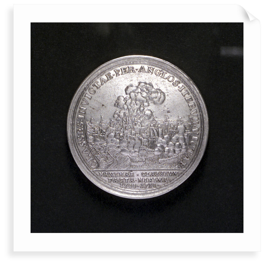 Medal commemorating the Battle of Cape Passaro and the Spanish Armada compared; reverse by G.W. Vestner