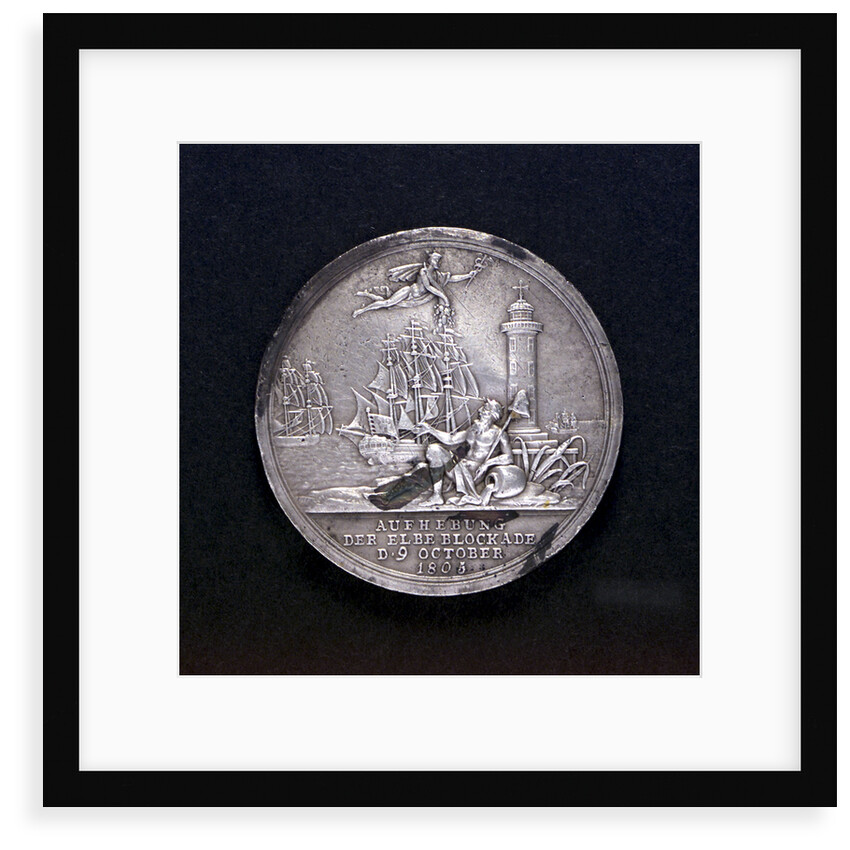 Medal commemorating the raising of the blockade of the Elbe, 1805; obverse by D.F. Loos