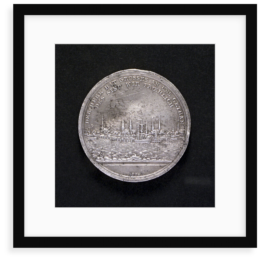 Medal commemorating the raising of the blockade of the Elbe, 1805; reverse by D.F. Loos