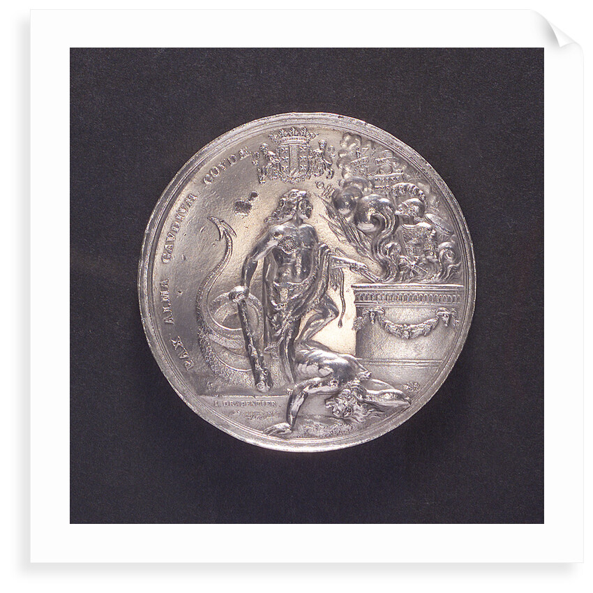 Medal commemorating the Peace of Ryswick and rejoicings at Gouda, 1697; obverse by J. Drappentier