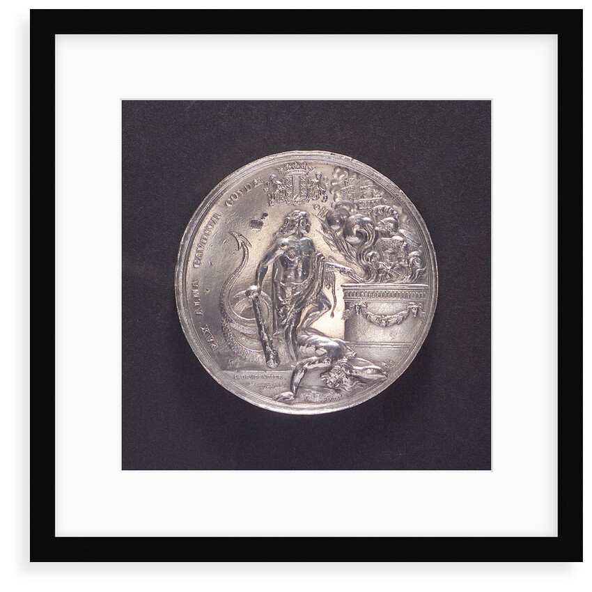 Medal commemorating the Peace of Ryswick and rejoicings at Gouda, 1697; obverse by J. Drappentier