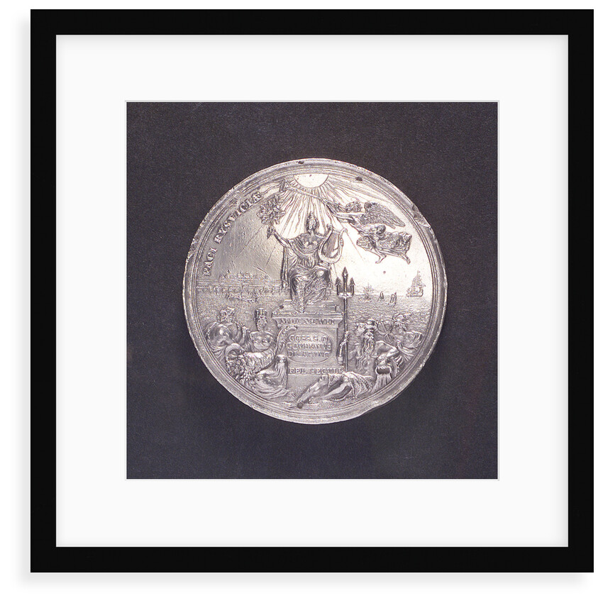 Medal commemorating the Peace of Ryswick and rejoicings at Gouda, 1697; reverse by J. Drappentier