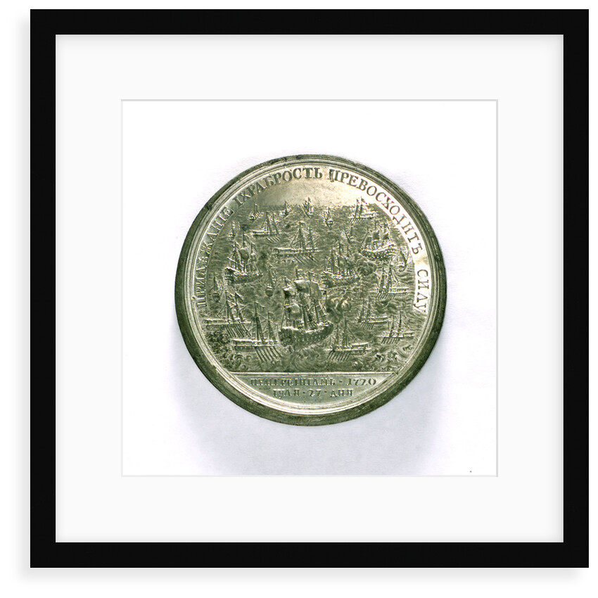 Medal commemorating the capture of four Swedish frigates, 1720; reverse by M. Kutschkin