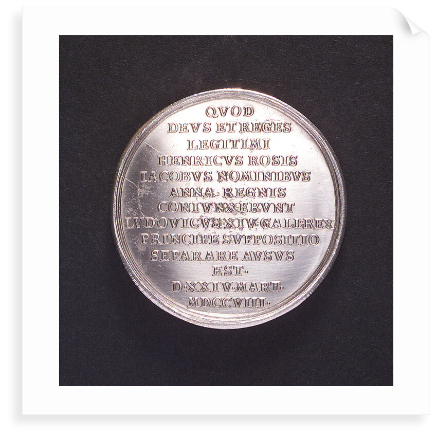 Medal commemorating the attempted invasion of Scotland, 1708; reverse by C. Wermuth
