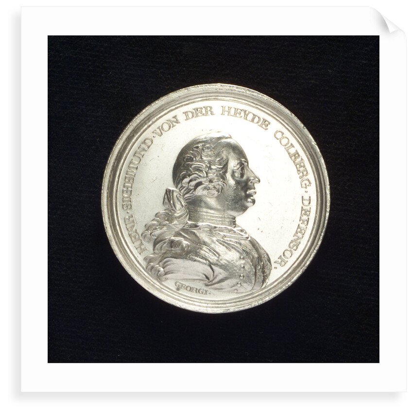Medal commemorating the defence of Colberg and H.S. von der Heyde, 1760; obverse by N. Georgi