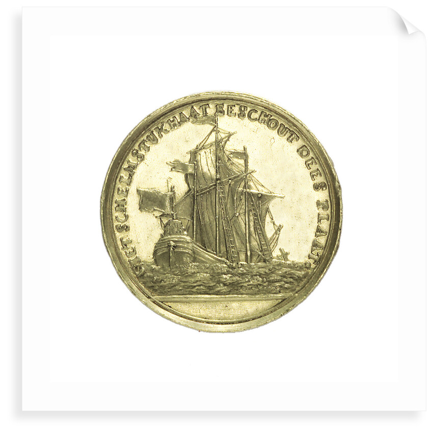 Counter commemorating the sinking of the 'Groenebosch', 1721; obverse by unknown
