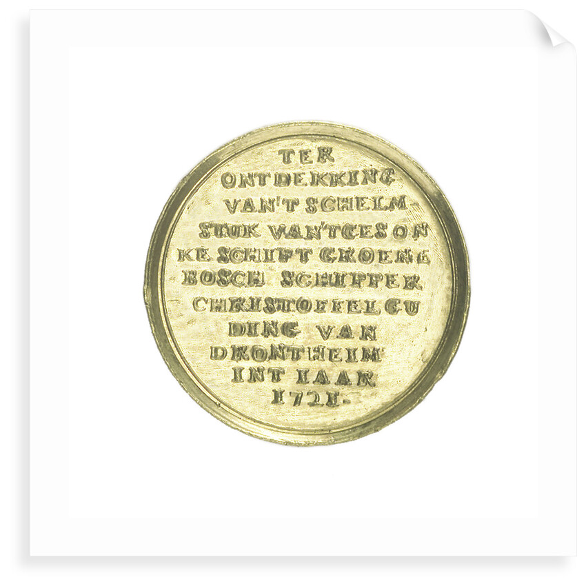 Counter commemorating the sinking of the 'Groenebosch', 1721; reverse by Unknown