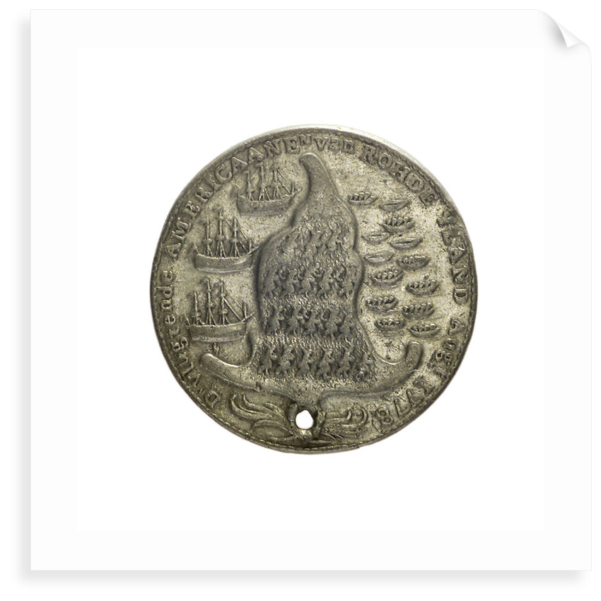 Counter commemorating Rhode Island relieved and evacuated, 1779; obverse by unknown