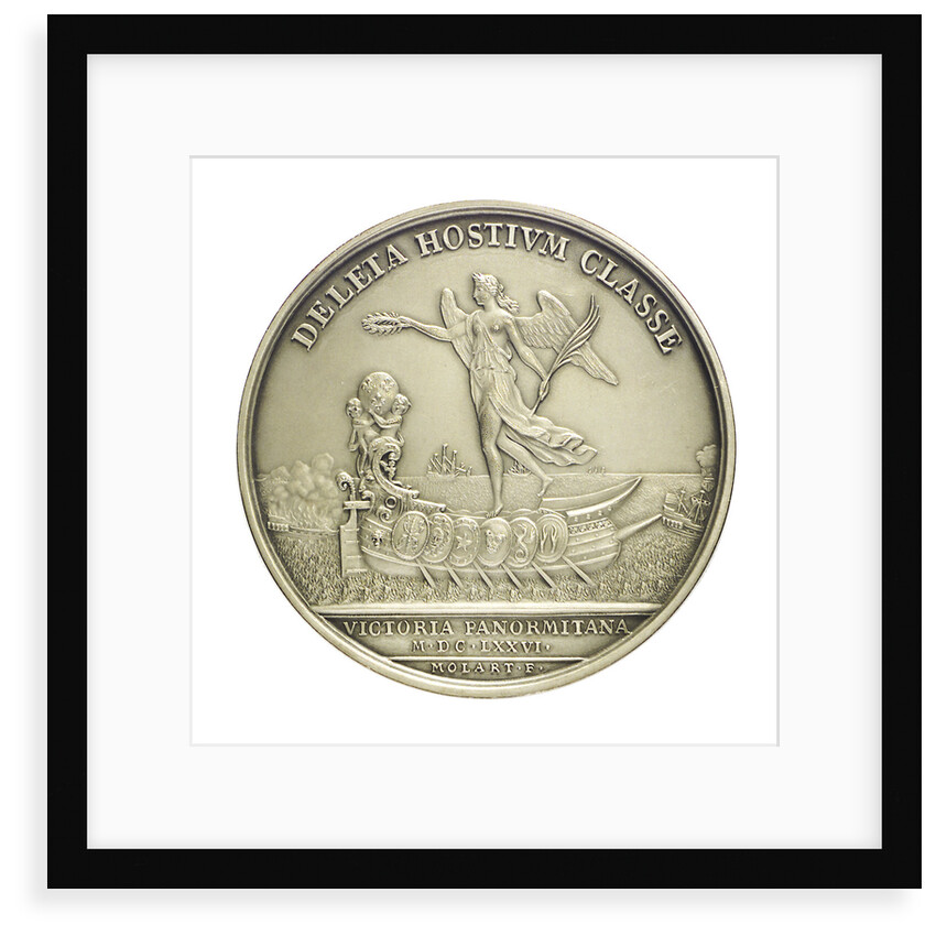 Medal commemorating the defeat of the Dutch and Spanish Fleets off Catania, 1676; reverse by H. Roussel