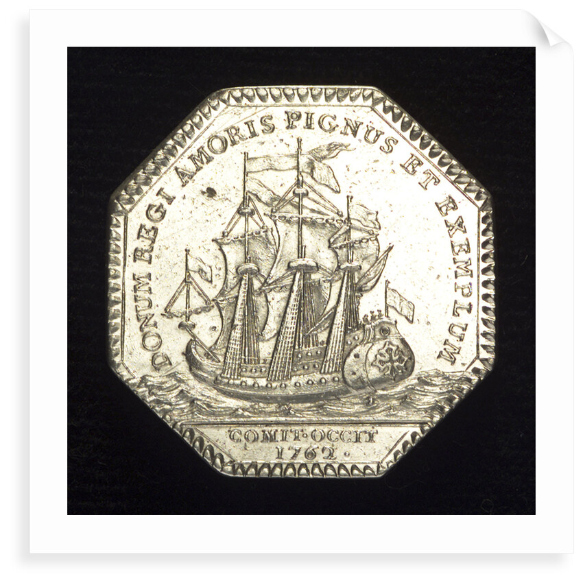 Medal commemorating the presentation to King Louis XV of an eighty-gun ship; reverse by J.C. Roettier