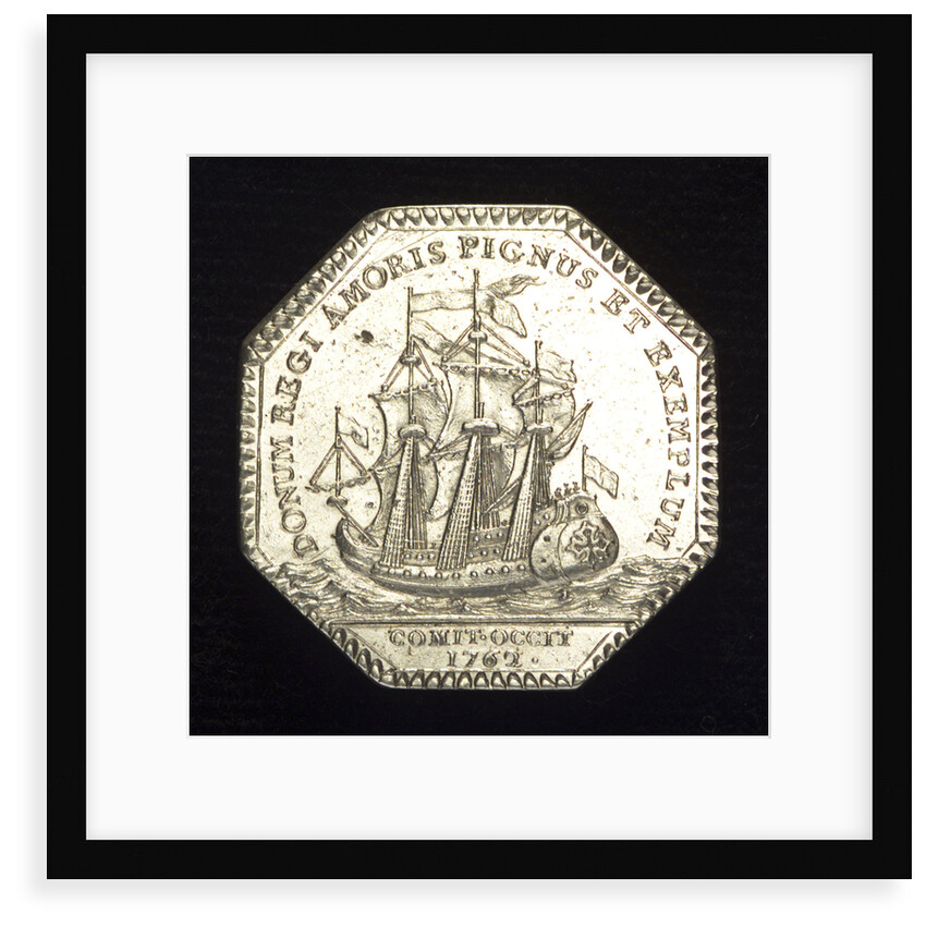 Medal commemorating the presentation to King Louis XV of an eighty-gun ship; reverse by J.C. Roettier