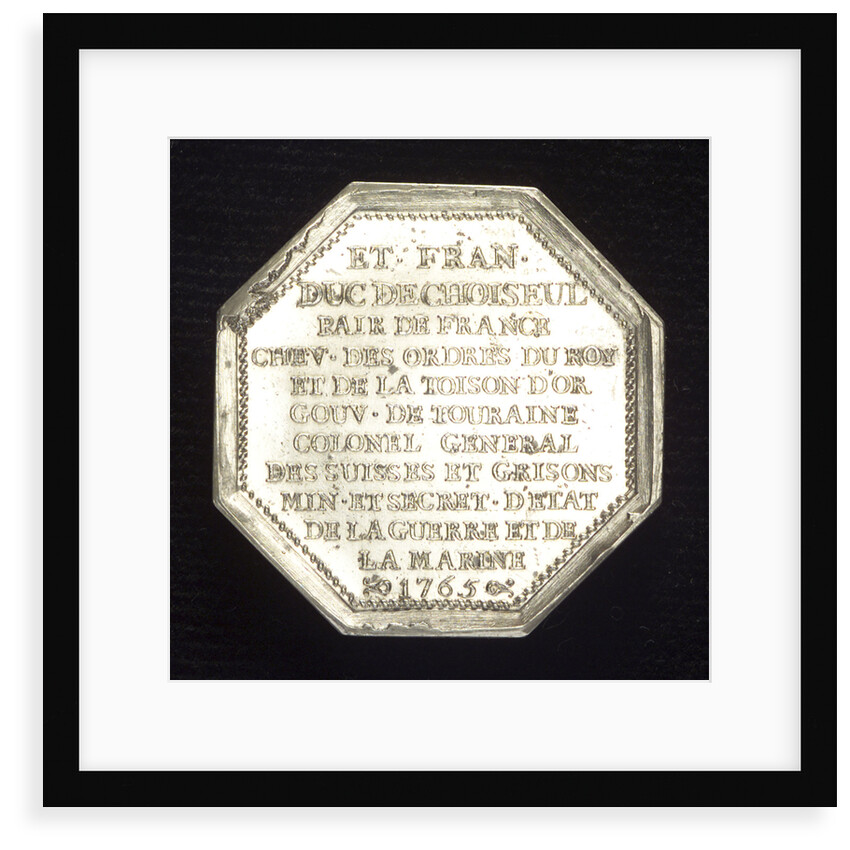 Medal commemorating Etienne François, Duc de Choiseul-Amboise (1719-1785), Minister of Marine by L.O.R.