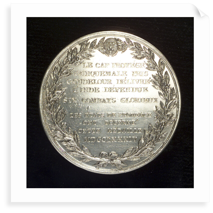 Medal commemorating Admiral Pierre André de Suffren Saint Tropez (1729-1788) by Augustin Dupr