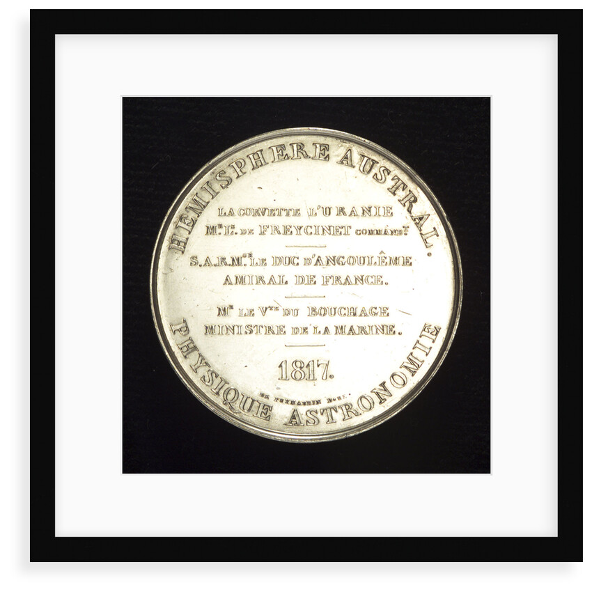Medal commemorating the Expedition of the corvette 'Uraine', 1817; reverse by B. Andrieu; J.P. de Puymaurin