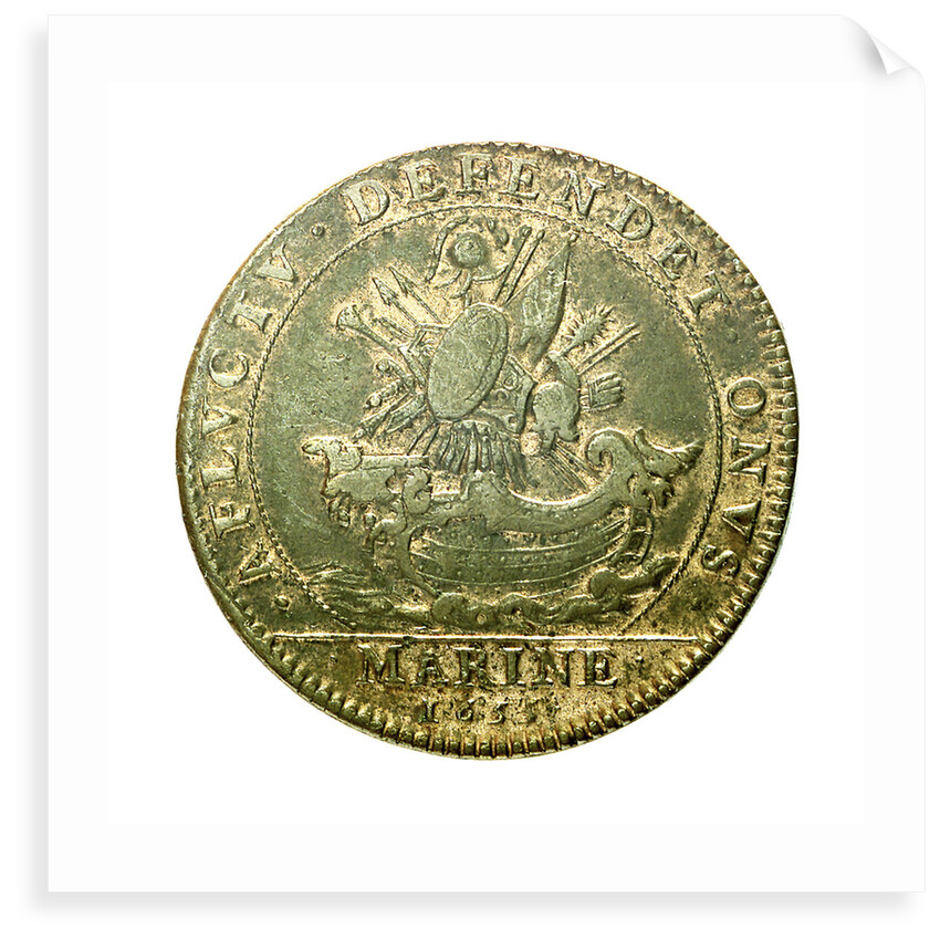 Counter commemorating the building of the thirty-eight gun ship 'Hercules', 1655; reverse by unknown