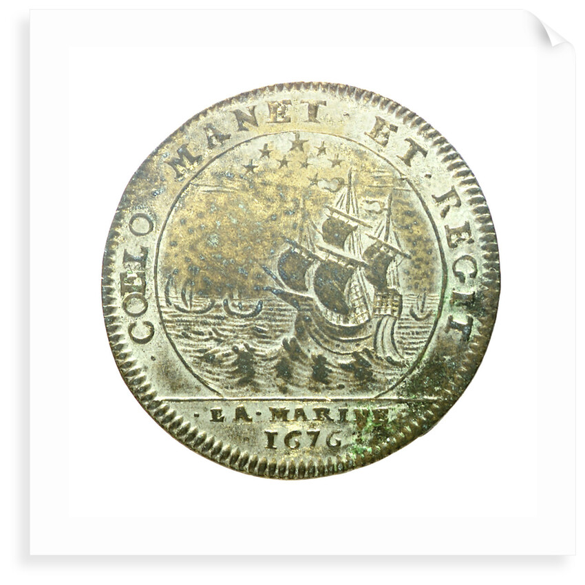 Counter commemorating the defeat of the Spanish fleet, 1676; reverse by Lowenstein