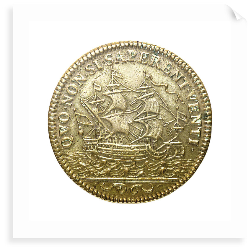 Counter depicting a ship in full sail by J. Nilis
