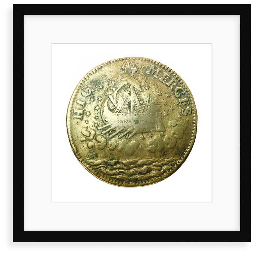 Commemorative counter bearing the legend 'HIC MERCES HIC LABOR'; obverse by unknown