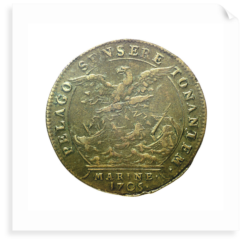 Counter commemorating the Battle of Malaga, 1704; reverse by H. Roussel