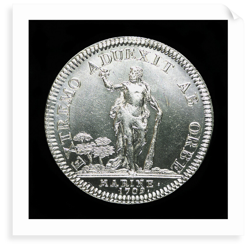 Counter commemorating the safe return of the French West Indian Fleet, 1708; reverse by T. Bernard
