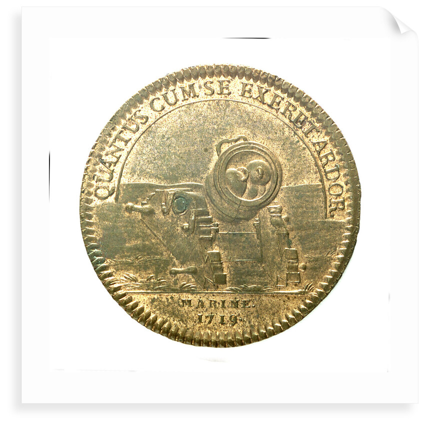 Counter commemorating the new naval gun; reverse by unknown