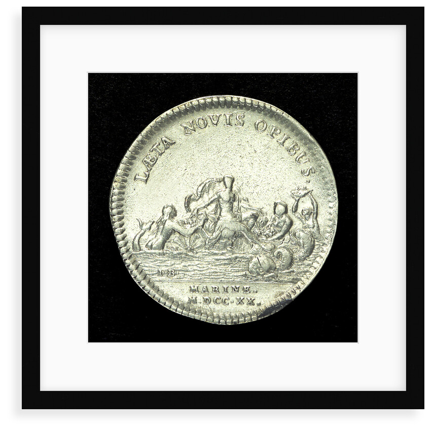 Counter commemorating the opening up of wealthy mines in Louisiana as proposed by Law the banker; reverse by J.C. Roettier