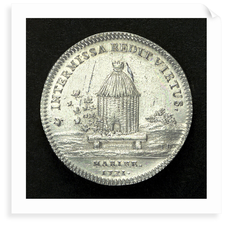 Counter commemorating the opening up of wealthy mines in Louisiana as proposed by John Law (1671-1729) the banker; reverse by H. Roussel