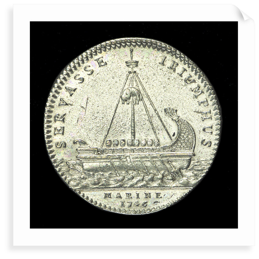Counter commemorating the landing of the Young Pretender in Scotland, 1746; reverse by J.C. Roettier