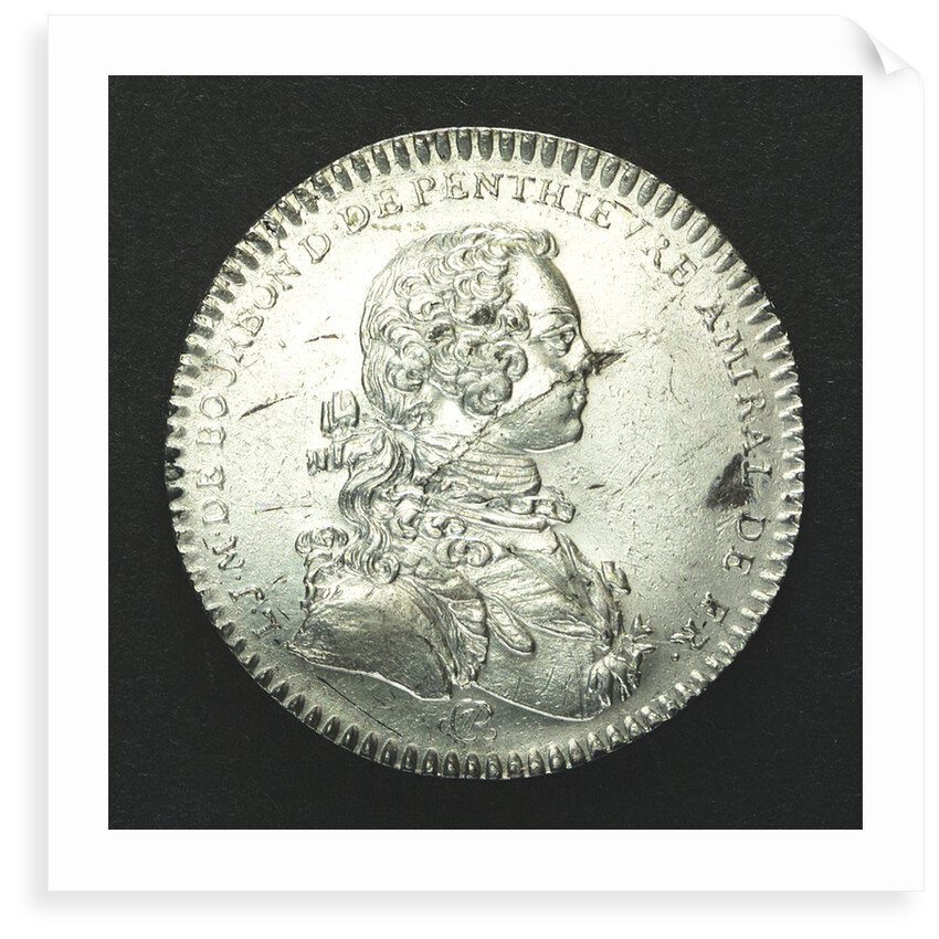Counter commemorating Admiral Duc d'Anville wrecked off the Azores; obverse by J.C. Roettier